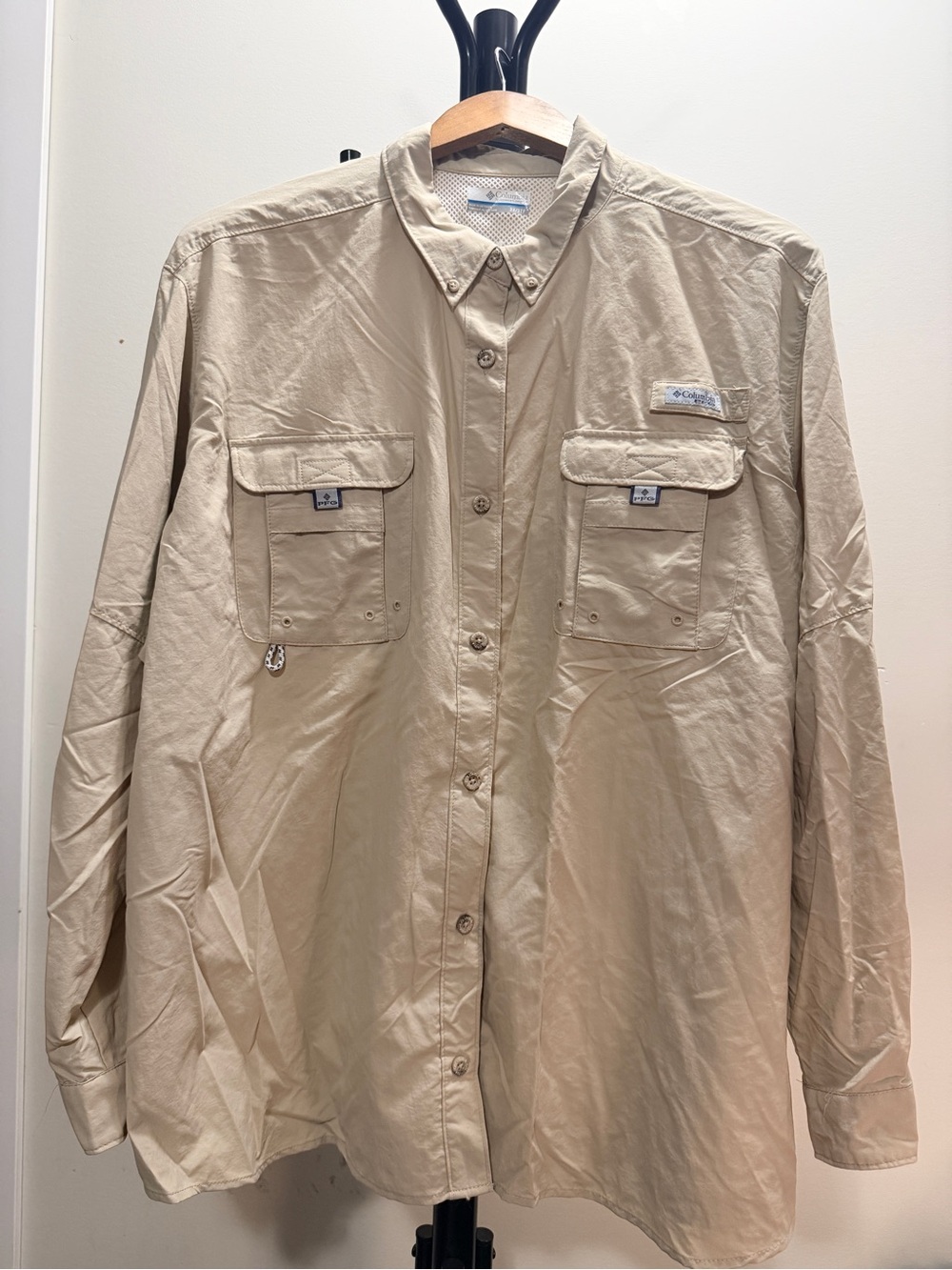 Columbia PFG Light Beige Performance Fishing Shirt SZ 3X